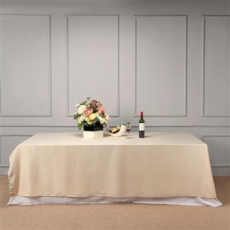90 x 132" Beige Wholesale Polyester Banquet Linen Wedding Party Tablecloth