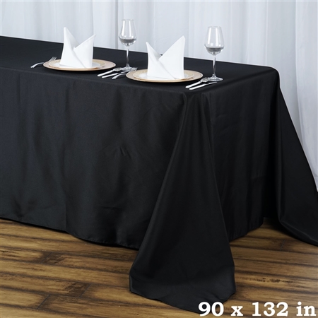 90x132" Seamless Value Plus Polyester Tablecloth - Black