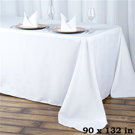 90x132" Seamless Value Plus Polyester Tablecloth - White