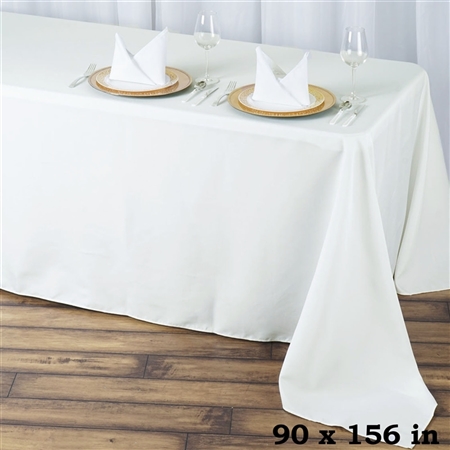 90x156" Seamless Value Plus Polyester Tablecloth - Ivory