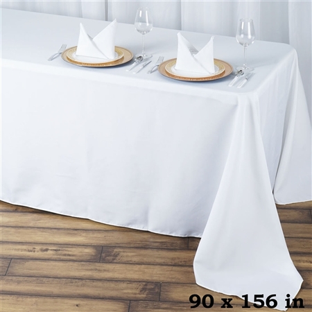 90x156" Seamless Value Plus Polyester Tablecloth - White