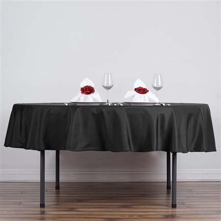 90" Round Polyester Tablecloth - Black