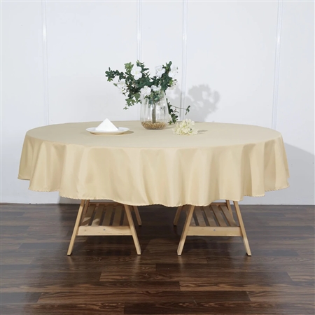 90" Round Polyester Tablecloth - Champagne