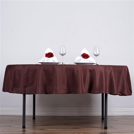 90" Round Polyester Tablecloth - Chocolate