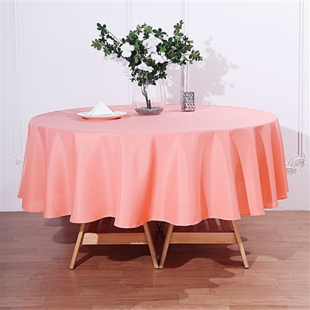 90" Round Polyester Tablecloth - Coral