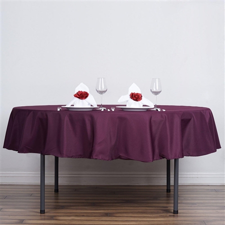 90" Round Polyester Tablecloth - Eggplant