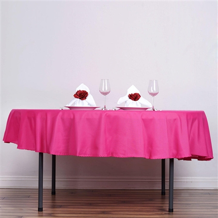 90" Round Polyester Tablecloth - Fuchsia