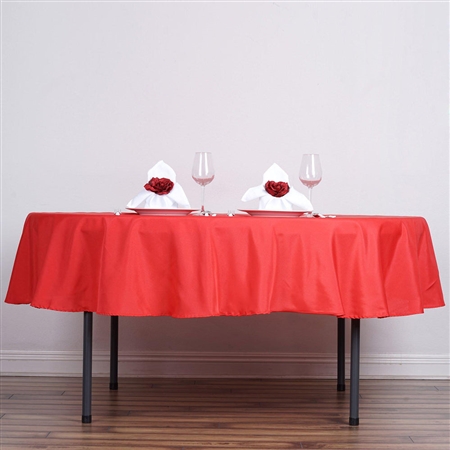 90" Round Polyester Tablecloth - Red