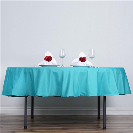 90" Round Polyester Tablecloth - Turquoise