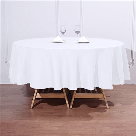 90" Round Polyester Tablecloth - White