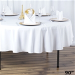 90" Seamless Value Plus Polyester Round Tablecloth - White