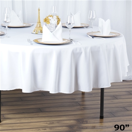90" Seamless Value Plus Polyester Round Tablecloth - White