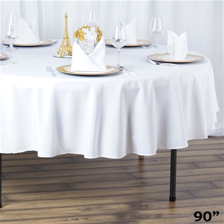 90" Seamless Value Plus Polyester Round Tablecloth - White