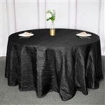 120" Black Round Accordion Crinkle Taffeta Tablecloth