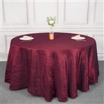 120" Burgundy Round Accordion Crinkle Taffeta Tablecloth