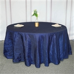 120" Navy Blue Round Accordion Crinkle Taffeta Tablecloth