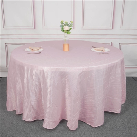 120" Pink Round Accordion Crinkle Taffeta Tablecloth
