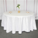 120" White Round Accordion Crinkle Taffeta Tablecloth