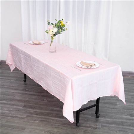 60" x 102" Blush/Rose Gold Accordion Crinkle Taffeta Rectangular Tablecloth