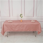 60" x 102" Dusty Rose Accordion Crinkle Taffeta Rectangular Tablecloth