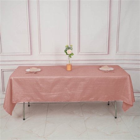 60" x 102" Dusty Rose Accordion Crinkle Taffeta Rectangular Tablecloth