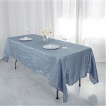 60" x 102" Dusty Blue Accordion Crinkle Taffeta Rectangular Tablecloth