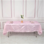 60" x 102" Pink Accordion Crinkle Taffeta Rectangular Tablecloth