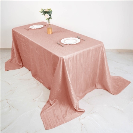 90" x 132" Dusty Rose Accordion Crinkle Taffeta Rectangular Tablecloth