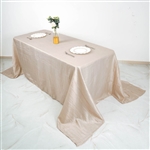 90" x 132" Beige Accordion Crinkle Taffeta Rectangular Tablecloth
