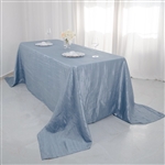 90" x 132" Dusty Blue Accordion Crinkle Taffeta Rectangular Tablecloth