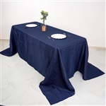 90" x 132" Navy Blue Accordion Crinkle Taffeta Rectangular Tablecloth