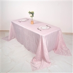 90" x 132" Pink Accordion Crinkle Taffeta Rectangular Tablecloth