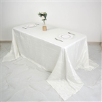 90" x 156" Ivory Accordion Crinkle Taffeta Rectangular Tablecloth