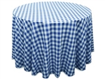 Perfect Picnic Inspired Blue/White Checkered 108" Round Polyester Tablecloths
