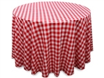 Perfect Picnic Inspired Red/White Checkered 108" Round Polyester Tablecloths