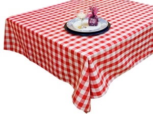 Perfect Picnic Inspired Red/White Checkered 54"x54" Square Polyester Tablecloths