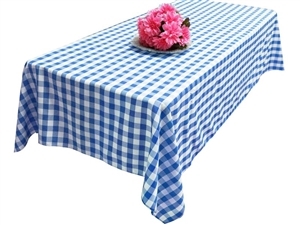 Perfect Picnic Inspired Blue/White Checkered 60x102" Polyester Tablecloths