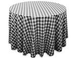 Perfect Picnic Inspired Black/White Checkered 90" Round Polyester Tablecloths