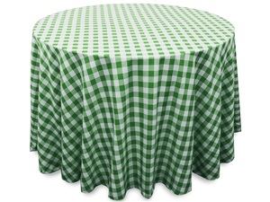 Perfect Picnic Inspired Green/White Checkered 90" Round Polyester Tablecloths