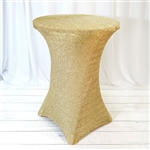 Champagne Metallic Shiny Glittered Spandex Cocktail Table Cover