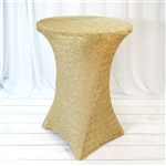 Champagne Metallic Shiny Glittered Spandex Cocktail Table Cover