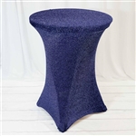 Navy Blue Metallic Shiny Glittered Spandex Cocktail Table Cover