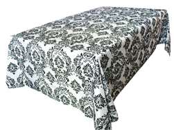 90x132" Black Flocking Damask Tablecloth