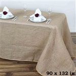 90x132" Eco-Friendly Natural Rustic Burlap Jute Rectangle Tablecloth