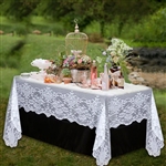 Floral Elegant Lace Tablecloth 60" x 126" - White