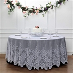120" Premium Elegant Lace Round Tablecloth - White