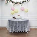 90" Premium Elegant Lace Round Tablecloth - White