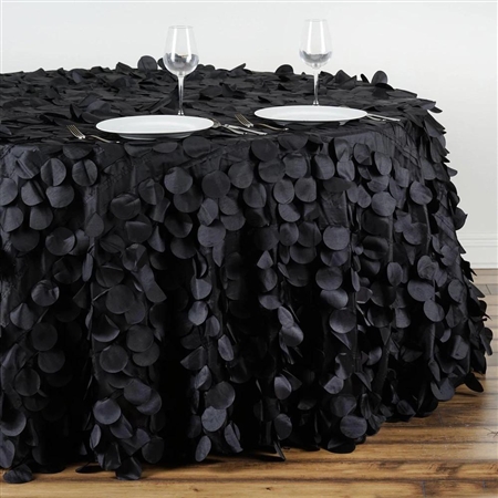 120" Round Petals Circle (Flamingo) Tablecloth - Black