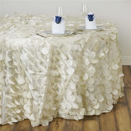 120" Round Petals Circle (Flamingo) Tablecloth - Ivory