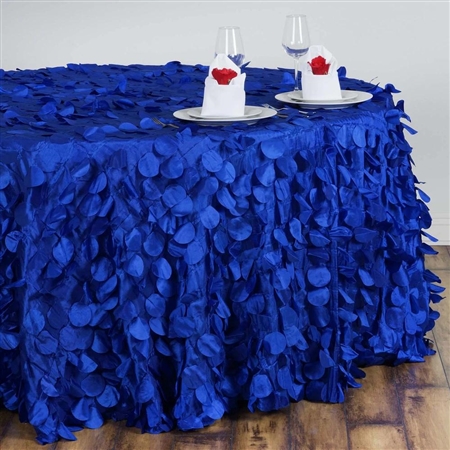 120" Round Petals Circle (Flamingo) Tablecloth - Royal Blue